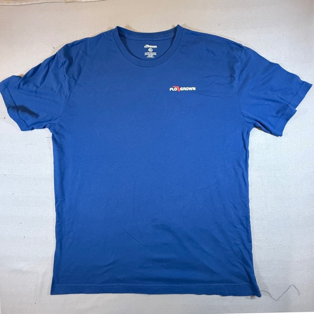 FloGrown Mens XL Blue T-Shirt Florida Flag Swimming Dog Sportsman Tee 1986